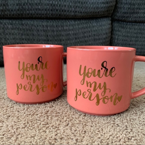 "You're My Person" Coral and Gold Mug Set